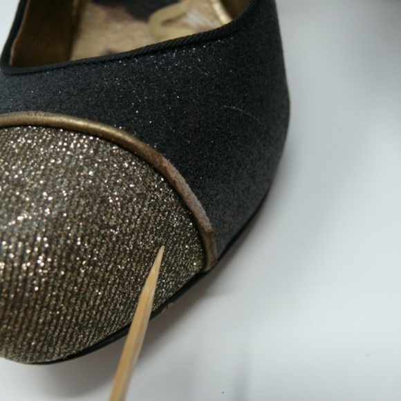 Sam Edelman High Heels 8.5 Black & Gold Frances Sparkle Cocktail Party Formal - Picture 4 of 8